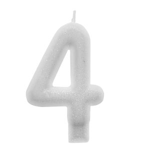 VELA BRANCA GLITTER NUMERO 4