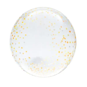 BALAO BOLHA TRANSPARENTE MINI CONFETTI COLORIDO 20POLEGADAS UN