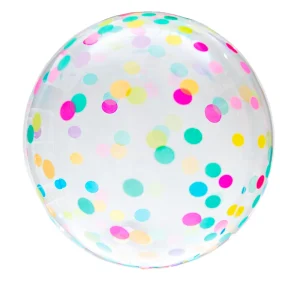 BALAO BOLHA TRANSPARENTE CONFETTI COLORIDO 18 POLEGADAS UN
