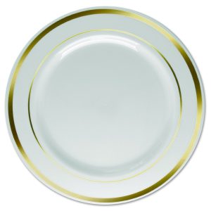 PRATO SOBREMESA BORDA DOURADA 18CM C/6 UNIDADES