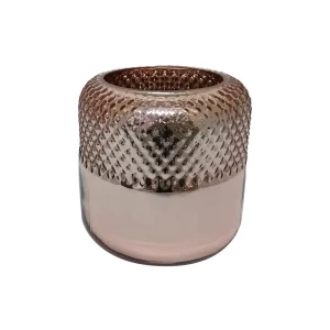 VASO DE VIDRO ROSE GOLD 15X15CM