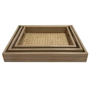 CONJUNTO DE BANDEJAS DE MADEIRA E CORTICA C/3 UN
