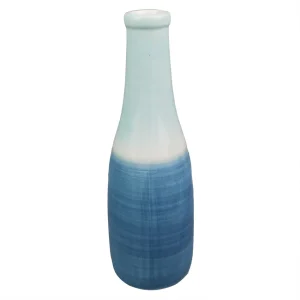 VASO DE CERAMICA AZUL E BRANCO 20,5X6,5CM