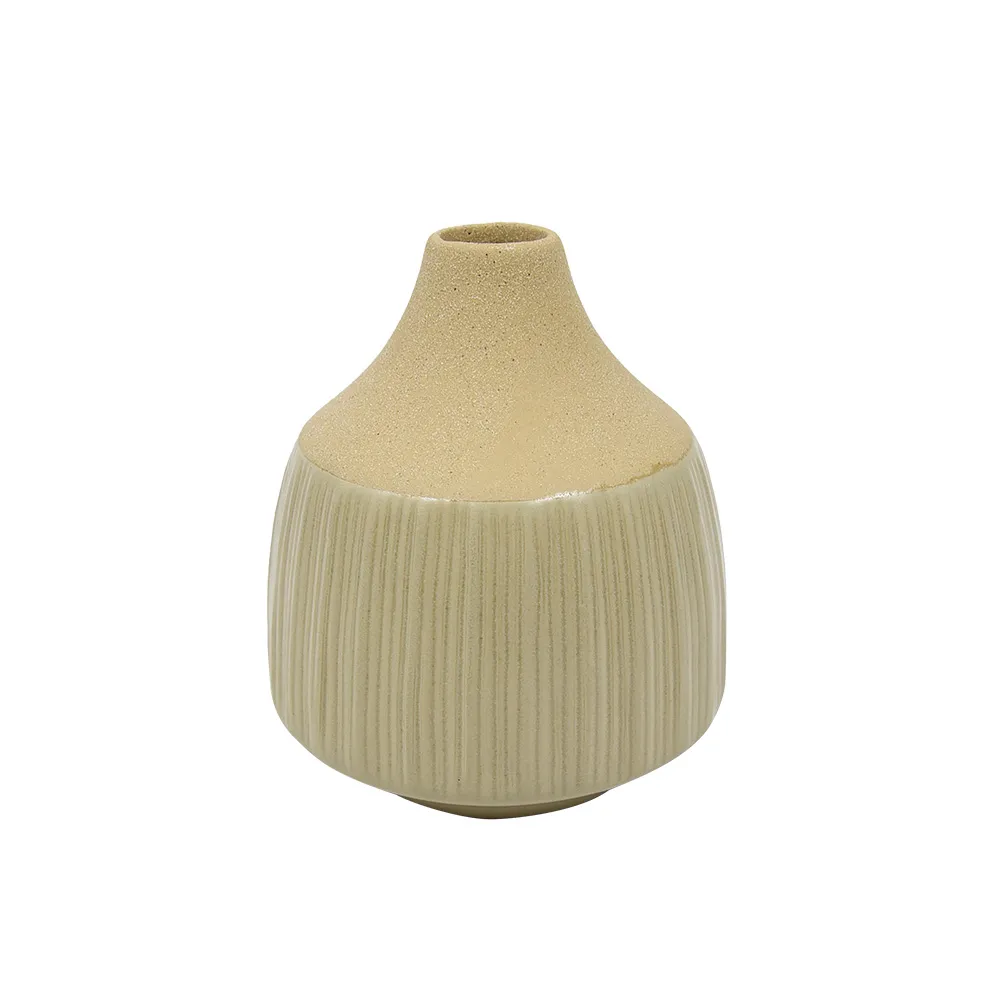 VASO DECORATIVO CERAMICA VERDE E BEGE 14x12CM - Image 2
