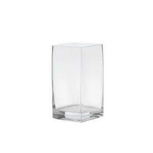VASO DECORATIVO EM VIDRO TRANSPARENTE 10X10X20