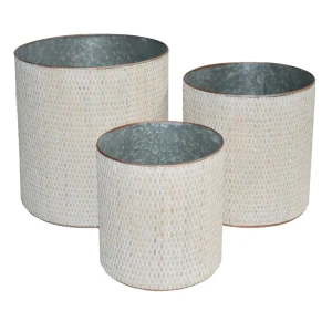 CONJUNTO DE CESTOS DE METAL BEGE E BRONZE 3 UNIDADES