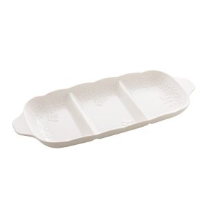PETISQUEIRA C/3 DIVISORIAS DE PORCELANA NEW BONE BUTTERFLY FLOWER 34×14,5×3,5cm