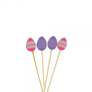 PALITO EM BAMBU P/PETISCOS 12,5 CM OVO DE PASCOA ROSA C/20 UNIDADES