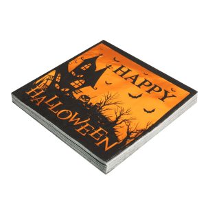 GUARDANAPO ESTAMPADO 32 CM X 32 CM HAPPY HALLOWEEN METALIZADO