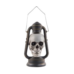 LANTERNA HALLOWEEN CAVEIRA C/LUZ E SOM 24cm