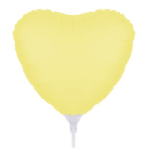 MINI BALAO METALIZADO CANDY CORACAO C/ HASTE 10 POL 25CM AMARELO