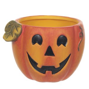 HALLOWEEN  VASO DECORATIVO ABOBORA 6X8X8cm LARANJA PRETO