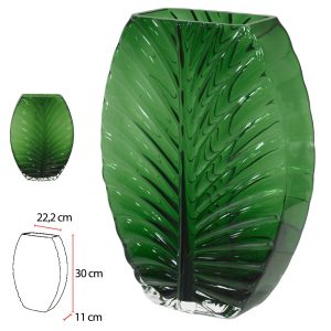 VASO DECORATIVO VIDRO VERDE 30X22,5X11cm