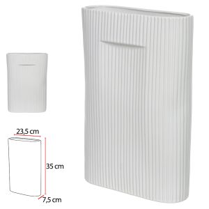 VASO DECORATIVO CERAMICA (BRANCO) 35X23,5X7,5cm