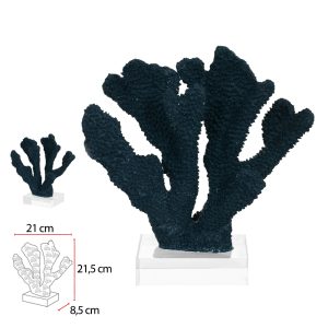 ESCULTURA DECORATIVA POLIRESINA CORAL (AZUL PETROLEO) 21,5X21X8,5cm