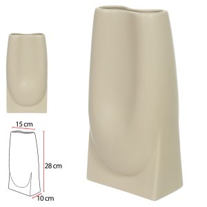 VASO DECORATIVO CERAMICA BEGE 28X15X10cm