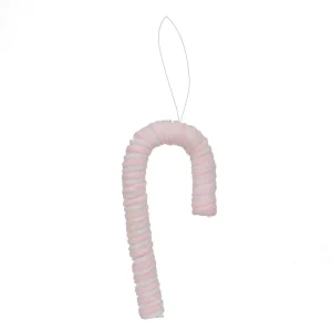 ENFEITE P/PENDURAR CANDY CANE ROSA E BRANCO C/1 UN