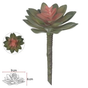 FOLHAGEM SUCULENTA PLASTICO (VERDE ROSA) 14cm