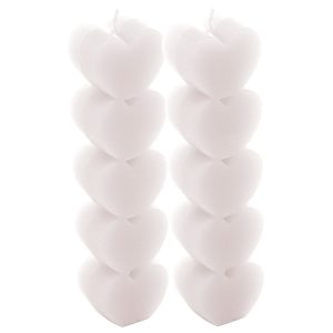 CJ 2 VELAS DE PARAFINA HEART BRANCA 4cm x 2,5cm x 15cm