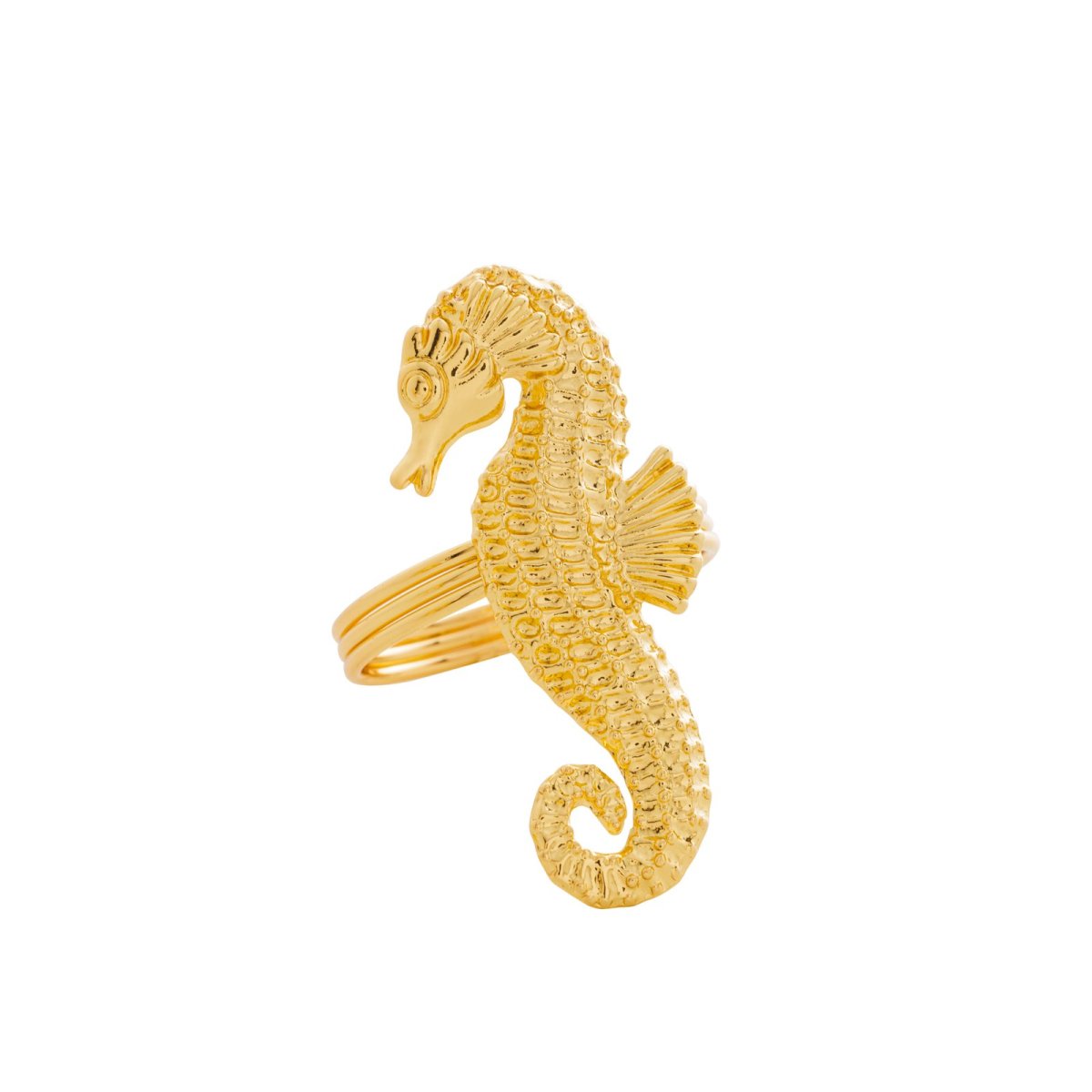 CJ 4 ANEIS P/GUARDANAPOS ZINCO CAVALO MARINHO DOURADO 6x4x4cm - Image 5