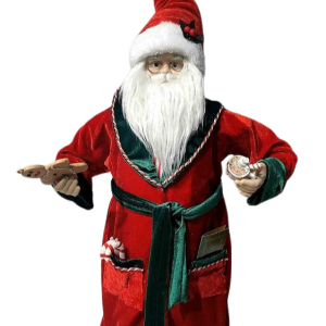 PAPAI NOEL EM PE C/ ROUPAO E BISCOITO 64CM