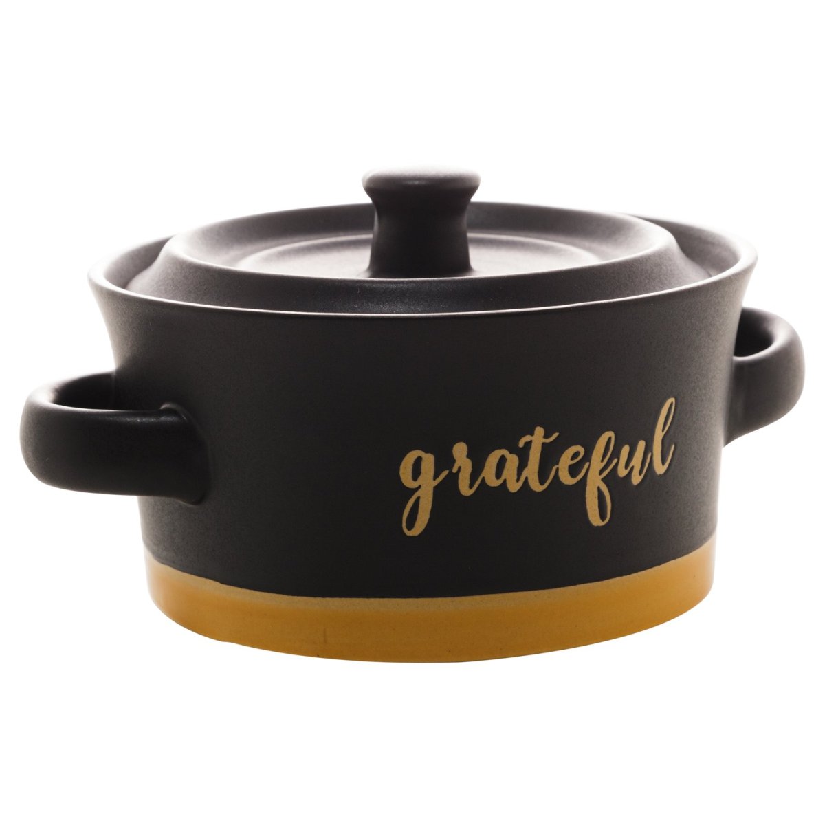 MINI CACAROLA CERAMICA GRATEFUL PRETO MATT/AMARELO 16×12,5x9cm