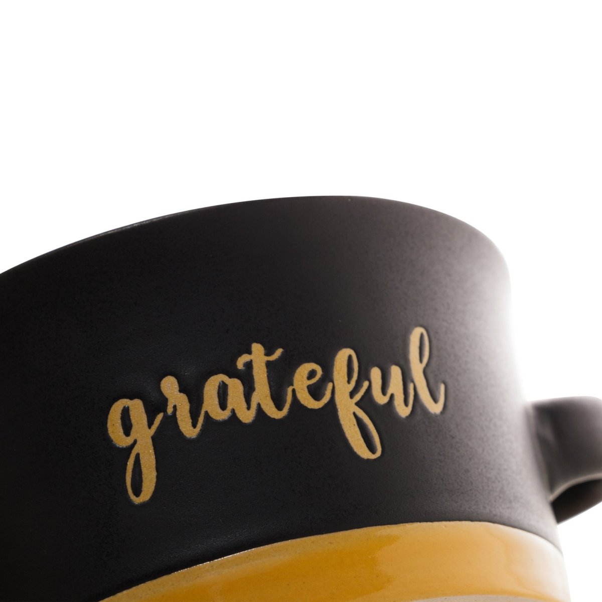 MINI CACAROLA CERAMICA GRATEFUL PRETO MATT/AMARELO 16×12,5x9cm - Image 3