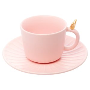 CJ 2 XICARAS DE CHA DE CERAMICA COLIBRI COM PIRES ROSA 190ML