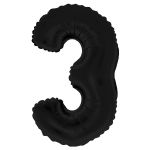 BALAO METALIZADO C/ CANUDO 16 POLEGADAS PRETO FOSCO NUMERO 3