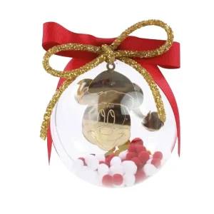 ENFEITE BOLA MICKEY C/LACO OURO 12CM UN