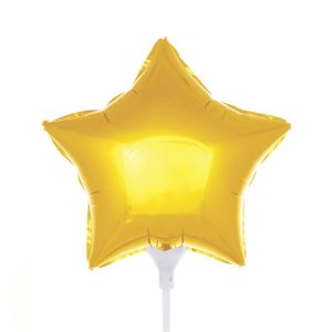 MINI BALAO METALIZADO ESTRELA C/HASTE 10 POLEGADAS – DOURADO