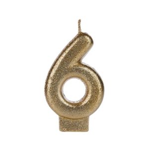 VELA DOURADA GLITTER NUMERO 6