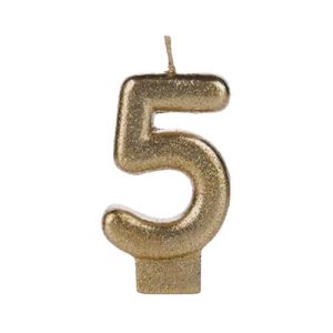VELA DOURADA GLITTER NUMERO 5