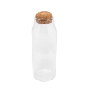 POTE DE VIDRO COM TAMPA ROLHA 390ML