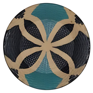 SOUSPLAT DE MDF COM DESENHO PRETO BEGE E AZUL 40X4,5CM