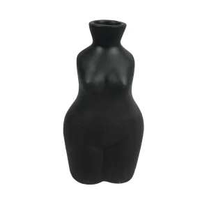 PECA DECORATIVA DE CERAMICA NO FORMATO DE CORPO PRETO FOSCO 9X16X6,5CM