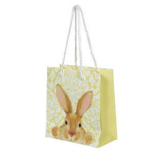 SACOLA DE PAPEL PASCOA CANDY COLOR BRANCO AMARELO 14,3X15,5X7cm