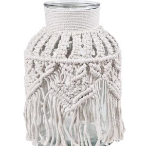 VASO DE VIDRO COM FIBRA BRANCO