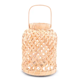 LANTERNA C/ ALCA PORTA VELA MADEIRA BEGE 32X24X24CM