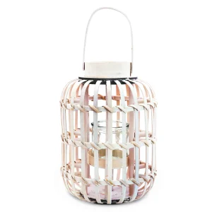 LANTERNA C/ ALCA PORTA VELA MADEIRA BRANCO 35X25X25CM