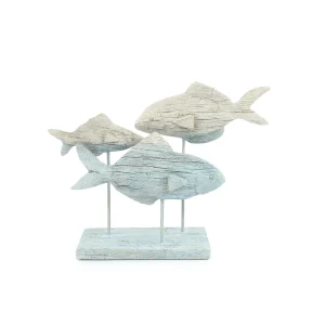 PEIXES DECORATIVOS POLIRESINA AZUL 10X34X26CM