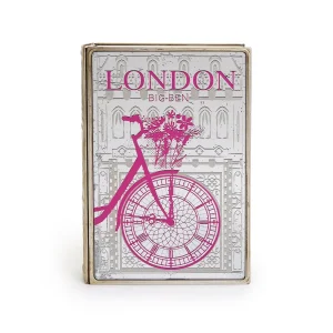CAIXA LIVRO LONDON BIKE METAL C/ ESPELHO 7X19,5X30CM