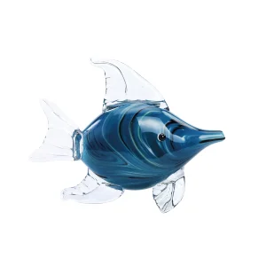 PEIXE DECORATIVO DE VIDRO AZUL 19X6X25CM