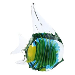 PEIXE DE VIDRO DECORATIVO VERDE/ CRISTAL 18X5X15CM