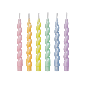 VELA PALITO ESPIRAL METALIZADA CANDY COLOR C/ 6 UNIDADES