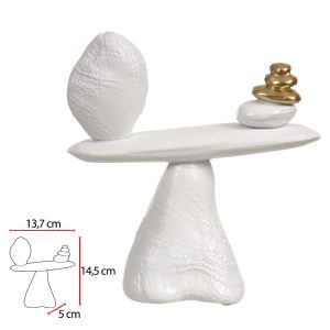 ESCULTURA DECORATIVA POLIRESINA BRANCO/ DOURADO 14X5X14,5CM