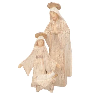 PRESEPIO EM RESINA SAGRADA FAMILIA MARROM 21X13X32CM