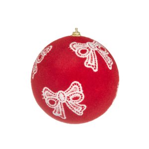 KIT BOLAS NATAL DESENHOS DE LACO 10CM C3 VELUDO VERMELHO
