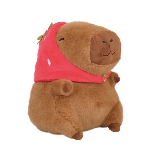 CAPIVARA DE PELUCIA TOUCA DE MORANGO MARROM 30CM