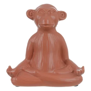 MACACO CERAMICA DECORATIVO YOGA MEDITACAO TERRACOTA 18X8CM